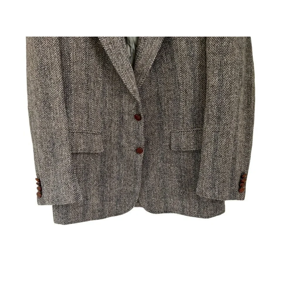 Vtg BALTMAN Cricketeer Mens Herringbone Wool Blazer Jacket Gray 2-Button Classic